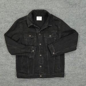 Old Navy Jacket Girls XXL 18 Black Wash Denim Trucker Button Front Jean Pockets